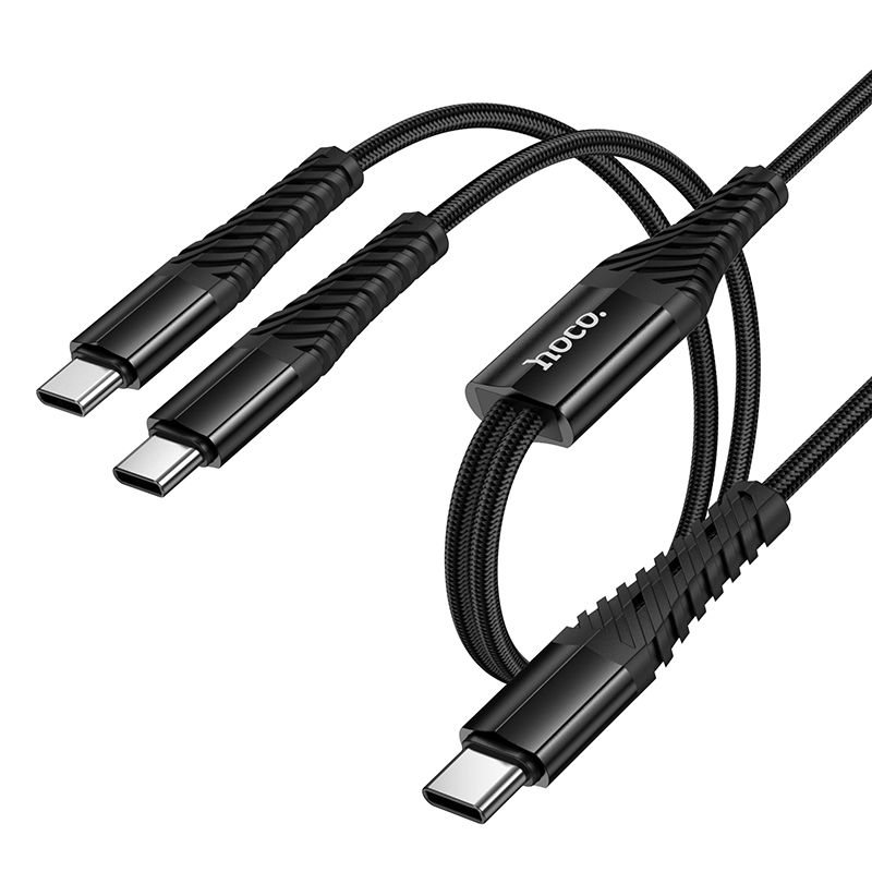 Cable 2in1 USB C to USB C+C Hoco 1 m X123 black