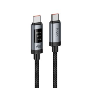 Data Cable with digital display USB A to USB C Hoco PD 6A 100W 1,2 m U148 black