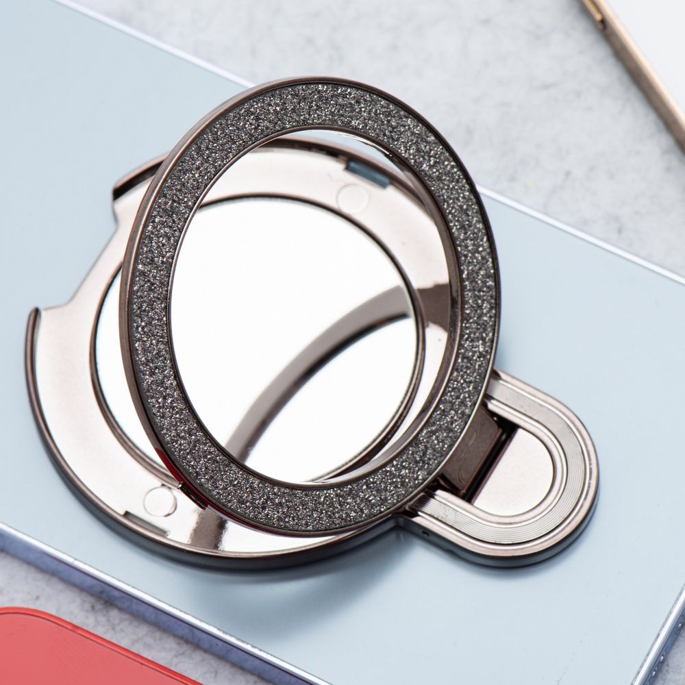 Phone stand CIRCLE MIRROR - stick-on - black