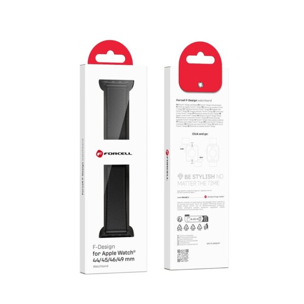 d3da974e2afb8db749909a4b6430e96a FORCELL F-DESIGN FA21 eco leather strap for APPLE Watch 42 / 44 / 45 / 49 mm black