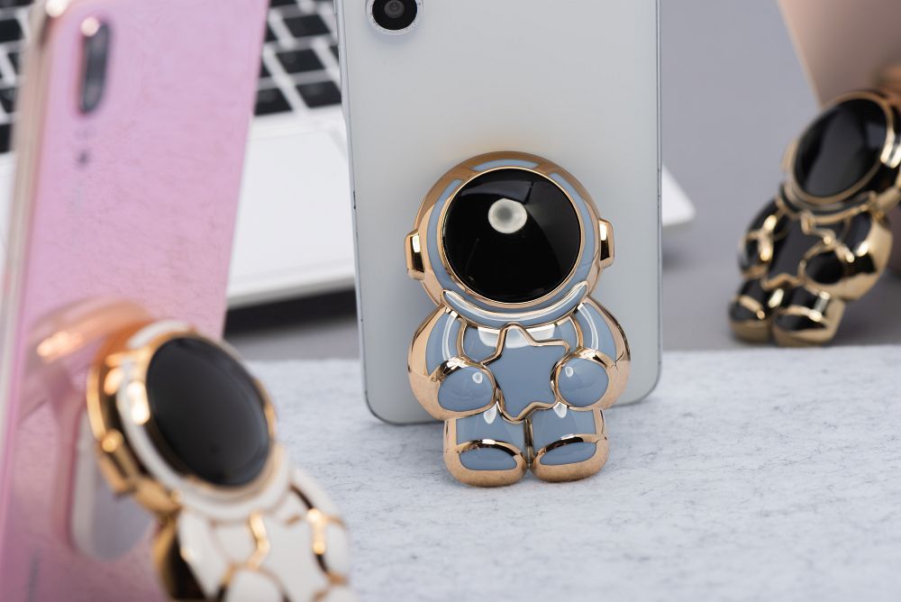 Phone stand ASTRONAUT - stick-on - blue