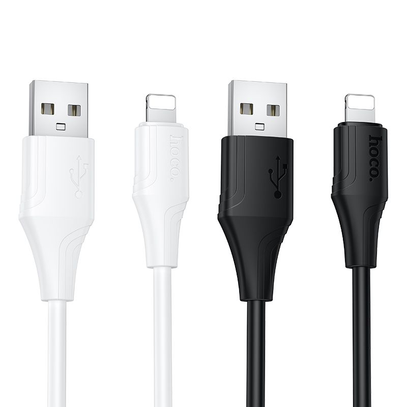 Silicone Cable USB A to Lightning Hoco 2,4A 1 m X124 white