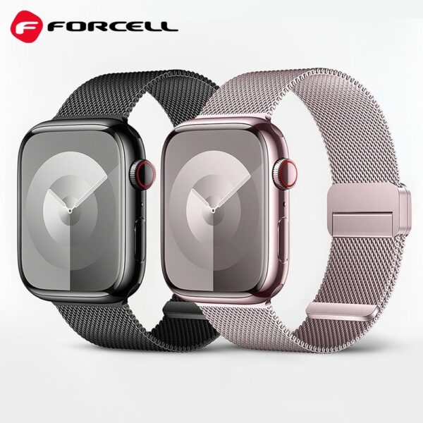 d70228e47c649aece5e859549c5b9d6e FORCELL F-DESIGN FA14 magnetic stainless steel strap for APPLE Watch 42 / 44 / 45 / 49 mm pink