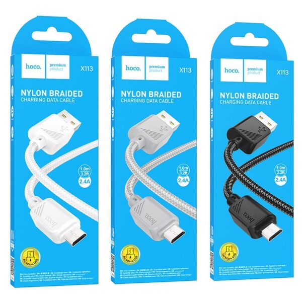 Cable USB A to Micro USB Hoco 2,4A 1 m X113 white