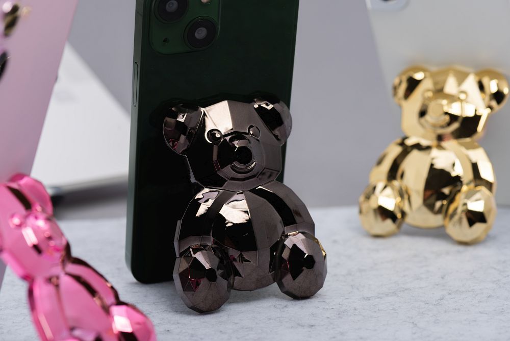 Phone stand BEAR - stick-on - black