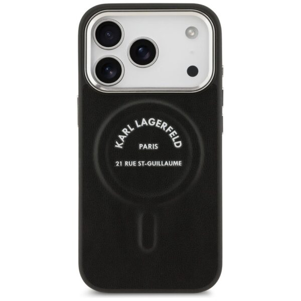 KARL LAGERFELD case for IPHONE 17 Pro Max compatible with MagSafe KLHMP17XPSKRSGEK (PU W/ Karl RSG Logo) black