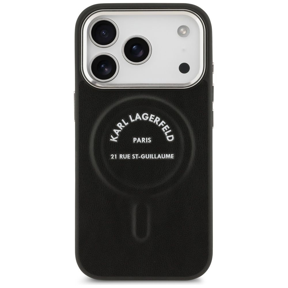 d914de161b1988ad54931af6c9f16d2a KARL LAGERFELD case for IPHONE 17 Pro Max compatible with MagSafe KLHMP17XPSKRSGEK (PU W/ Karl RSG Logo) black