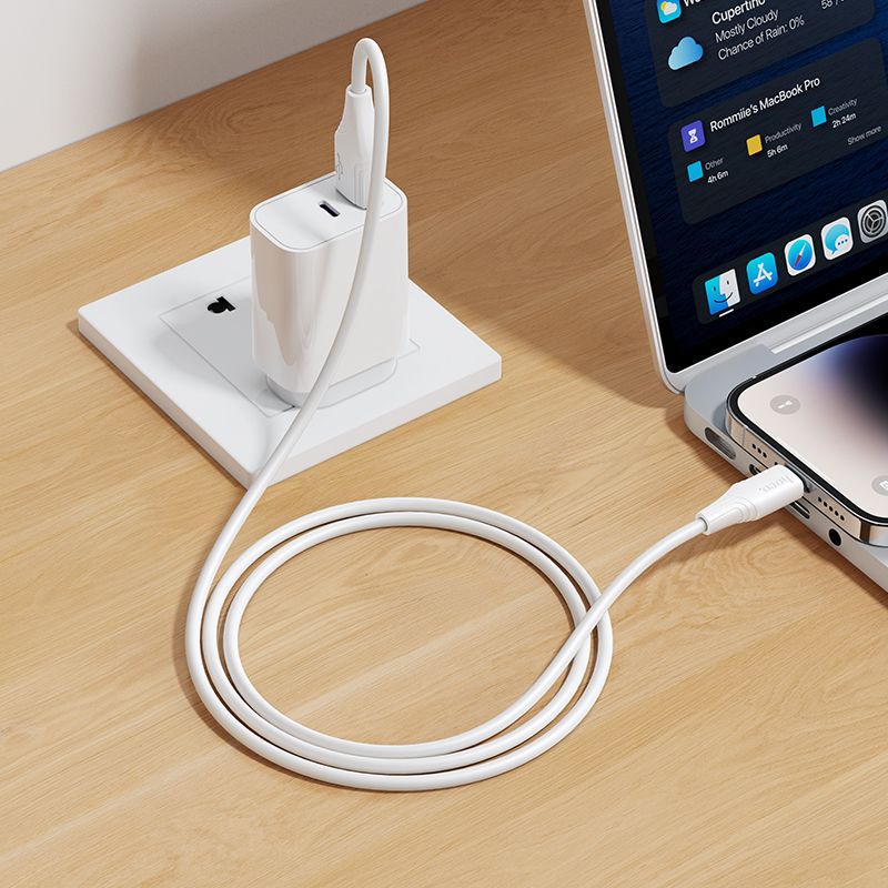 Silicone Cable USB A to Lightning Hoco 2,4A 1 m X124 white