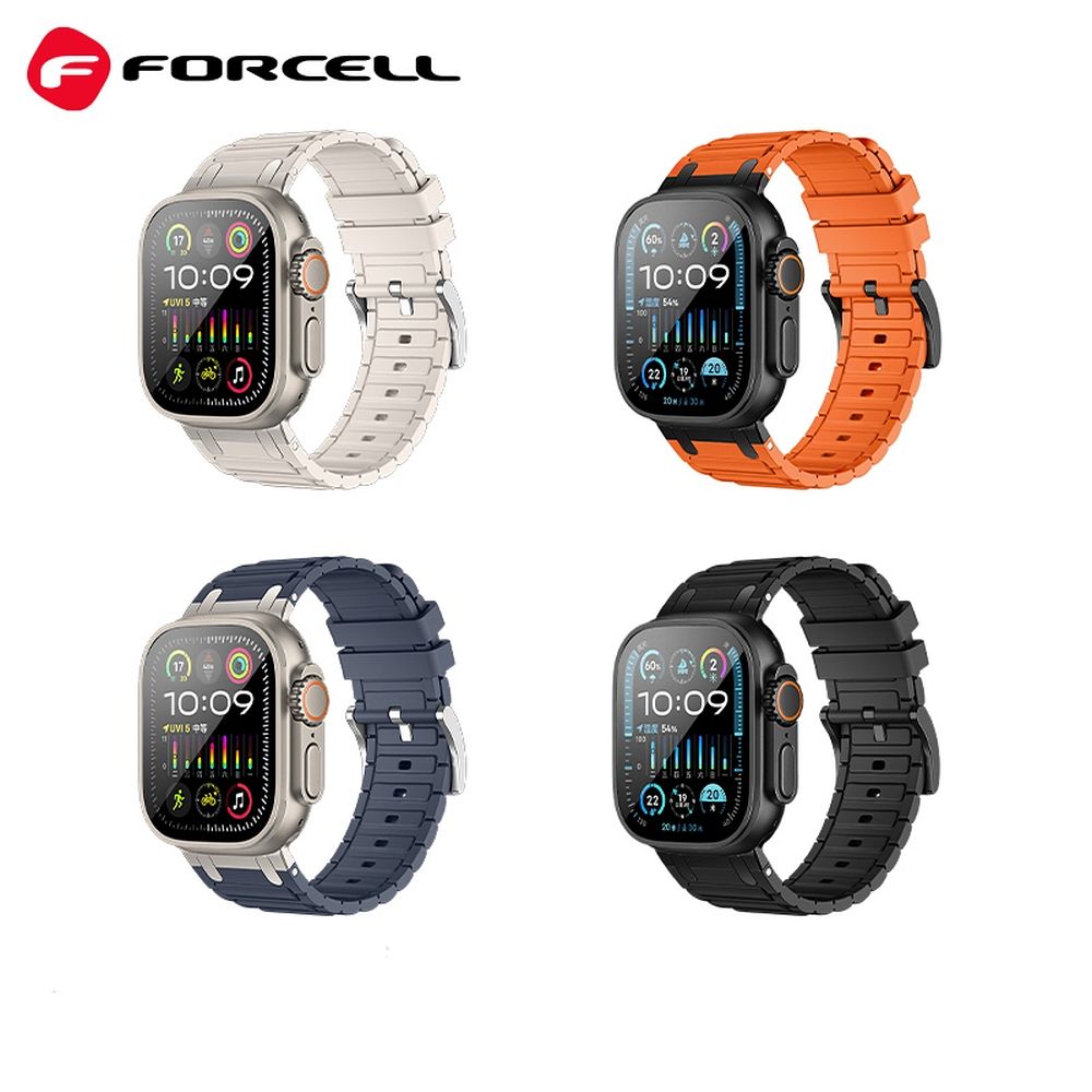 df4dd5d269d9bb0f4bff802836070e95 FORCELL F-DESIGN FA06 silicone strap for APPLE Watch 42 / 44 / 45 / 49 mm orange