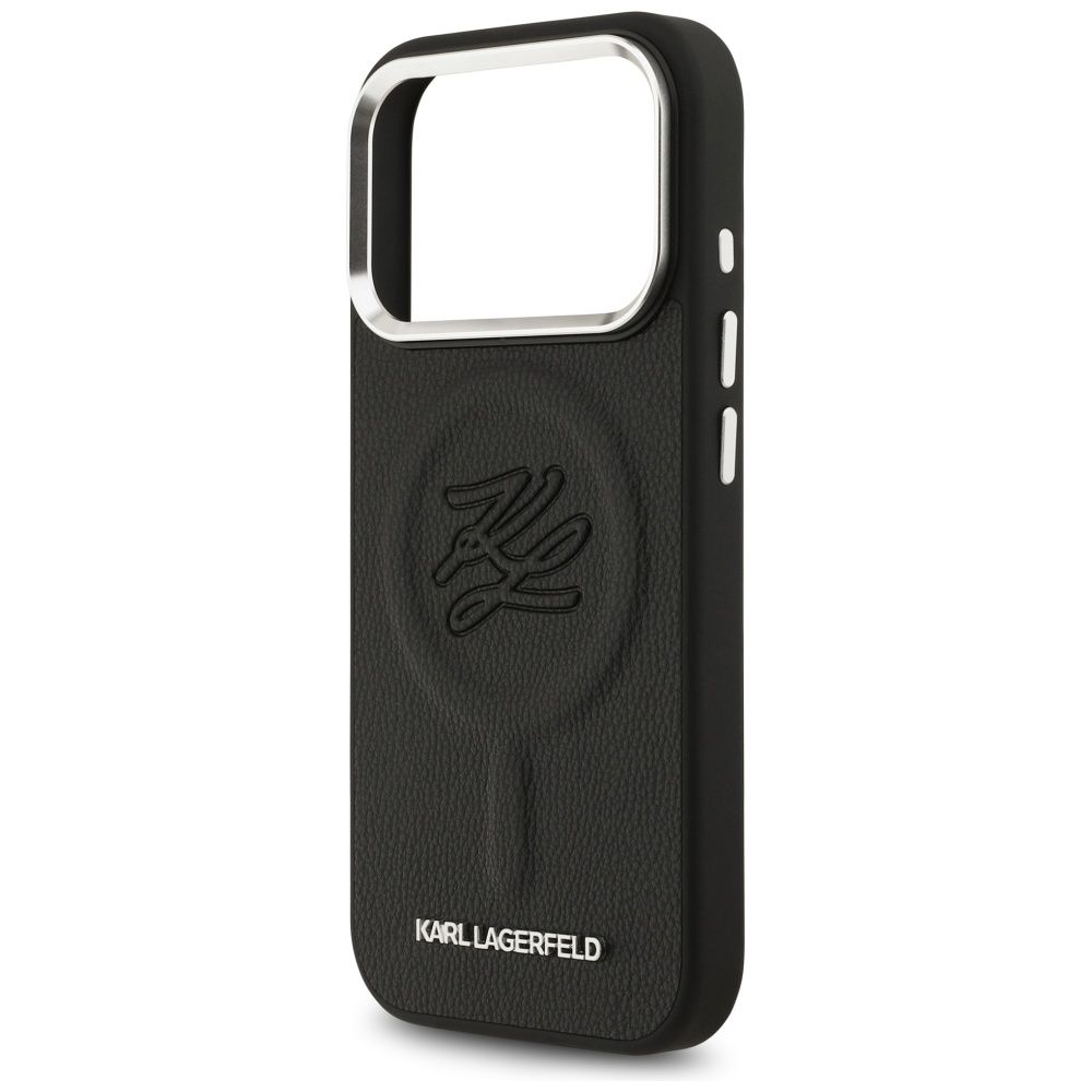 e04e35cf6494ff120d6f357424866e91 KARL LAGERFELD case for IPHONE 17 Pro Max compatible with MagSafe KLHMP17XPGFKLRDK (PU W/ Initial & Metal Logo) black