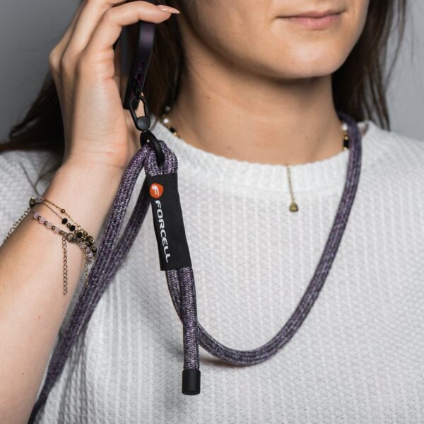 FORCELL F-DESIGN S10X165 crossbody phone lanyard with adjustable length (max 82,5cm in the loop) gray purple