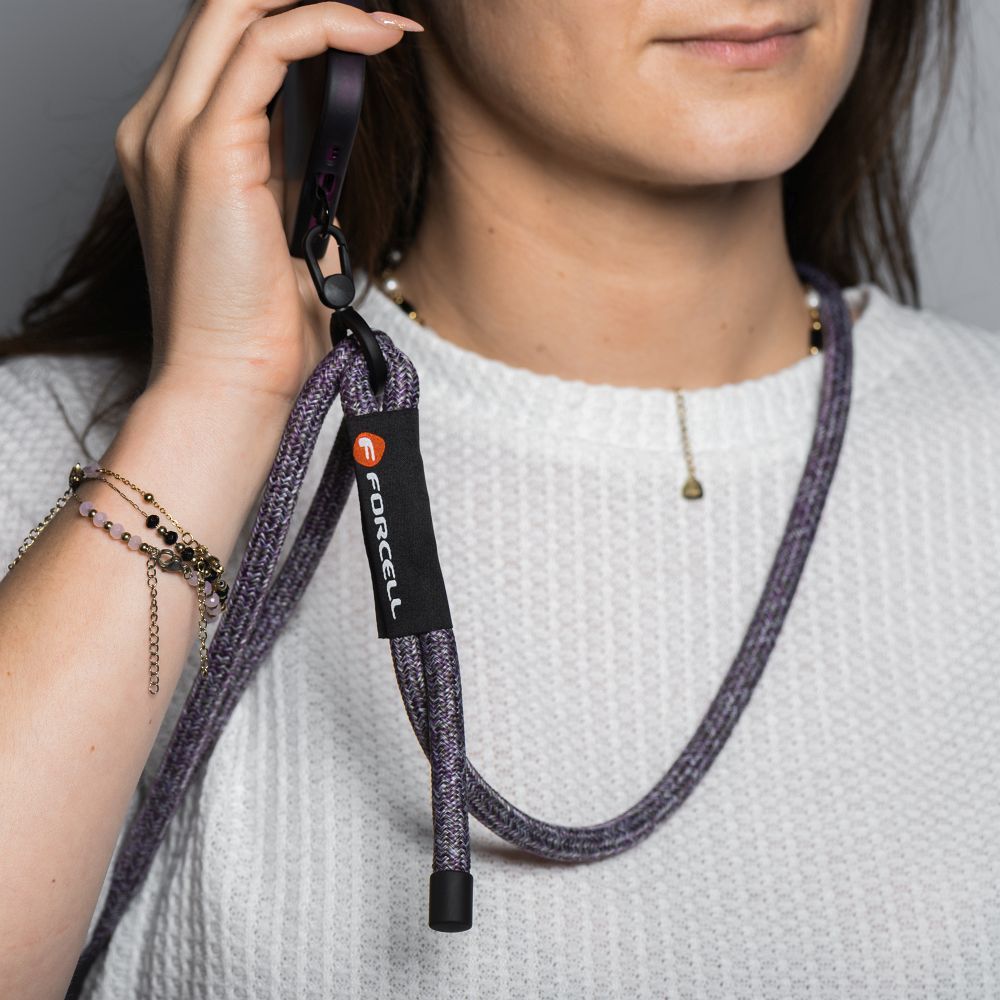 FORCELL F-DESIGN S10X165 crossbody phone lanyard with adjustable length (max 82,5cm in the loop) gray purple