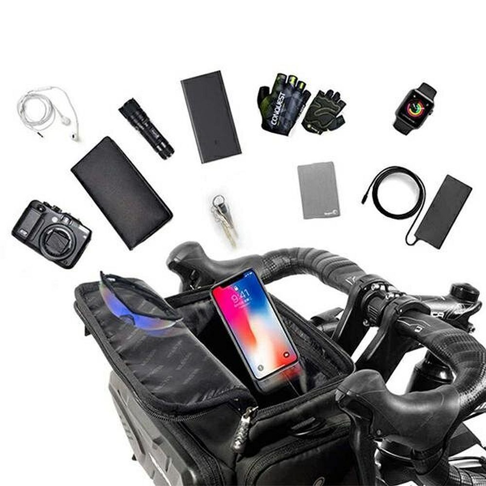 e13fb67cd96f213b1ee6b06e6ccb3876 WILDMAN traveling bag for bike handlebars with zipper 4L GS6 black