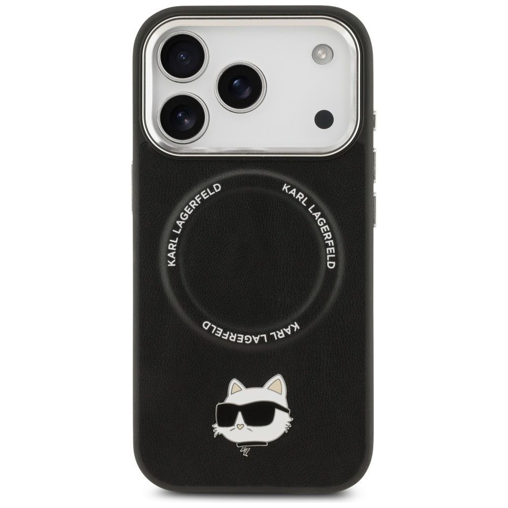 e1a6cef74c985950df2e3bb685db40f5 KARL LAGERFELD case for IPHONE 17 Pro Max compatible with MagSafe KLHMP17XPSMLRCHK (PU Choupette Pin) black