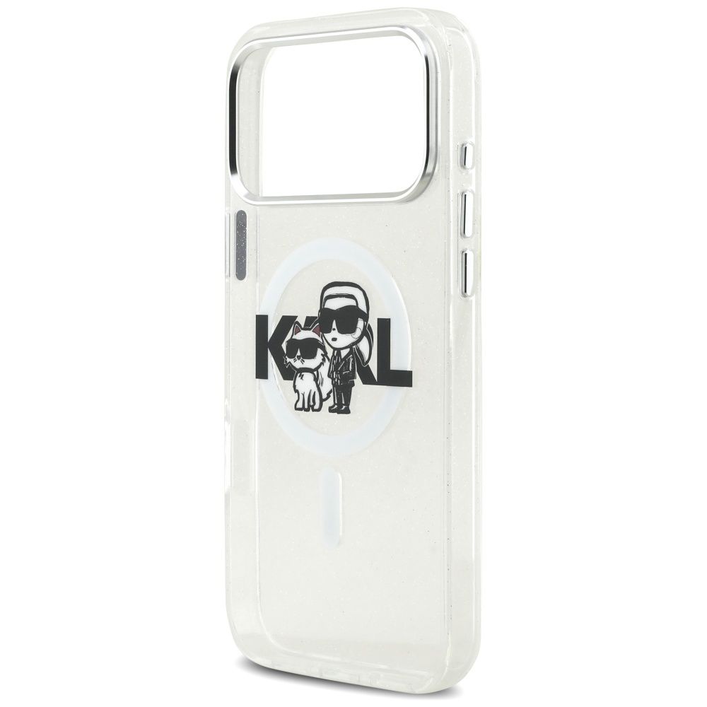 e274b973470eb6081926216e094fd8dc KARL LAGERFELD case for IPHONE 17 Pro Max compatible with MagSafe KLHMP17XHGKCGKBT (IML Glitter K&C Sketch Logo) transparent
