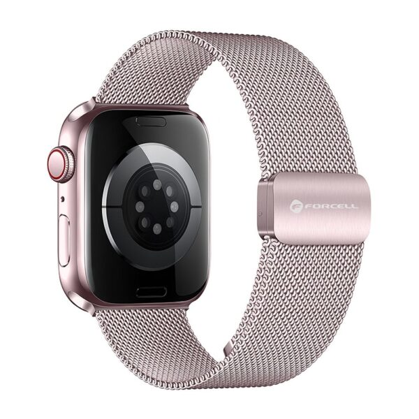 e4807ee6403fdb5315d122a63b64ed31 FORCELL F-DESIGN FA14 magnetic stainless steel strap for APPLE Watch 42 / 44 / 45 / 49 mm pink