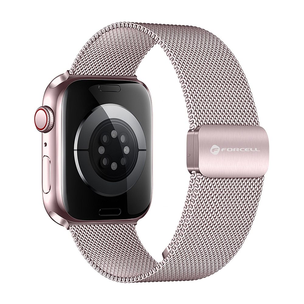 e4807ee6403fdb5315d122a63b64ed31 FORCELL F-DESIGN FA14 magnetic stainless steel strap for APPLE Watch 42 / 44 / 45 / 49 mm pink