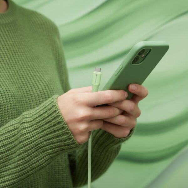 e6bd1577f3d85cc0e0b72537dc4fdcb1 FORCELL F-ENERGY C344 cable Type C to Type C QC4.0 PD 3A 60W Silicone 1 m green