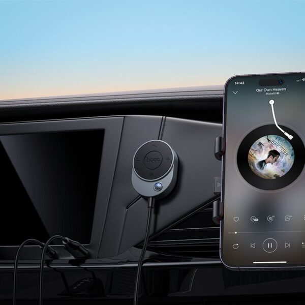 Wireless car receiver Hoco AUX Bluetooth with cable Jack 3,5 mm E150 metal gray