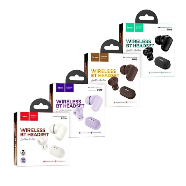 eb56555bc9fcc24f0acb6ebb55c5c65c HOCO wireless earphone bluetooth TWS EQ19 purple