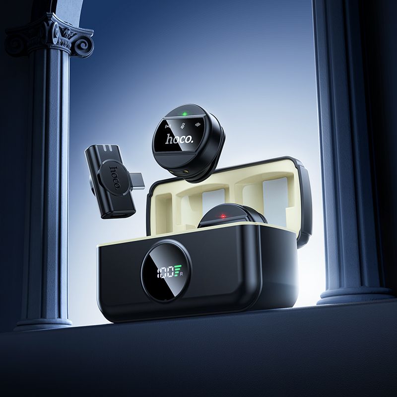 Wireless microphones 2in1 Lightning / USB C Hoco L22 black