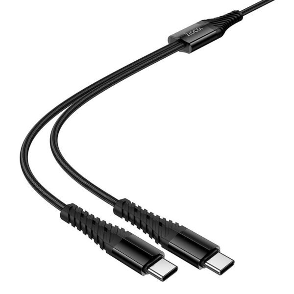 Cable 2in1 USB C to USB C+C Hoco 1 m X123 black