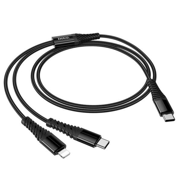 Cable 2in1 USB C to USB C+Lightnig Hoco 1 m X123 black
