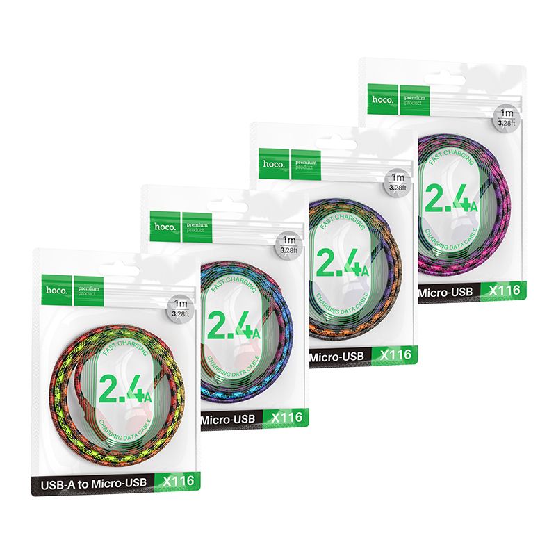 Cable USB A to Micro USB Hoco 2,4A 1 m X116 gradient purple