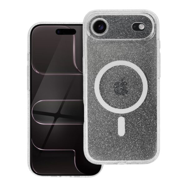 CLEAR MAG COVER case with camera protection compatible with MagSafe for IPHONE 17 Air transparent glitter