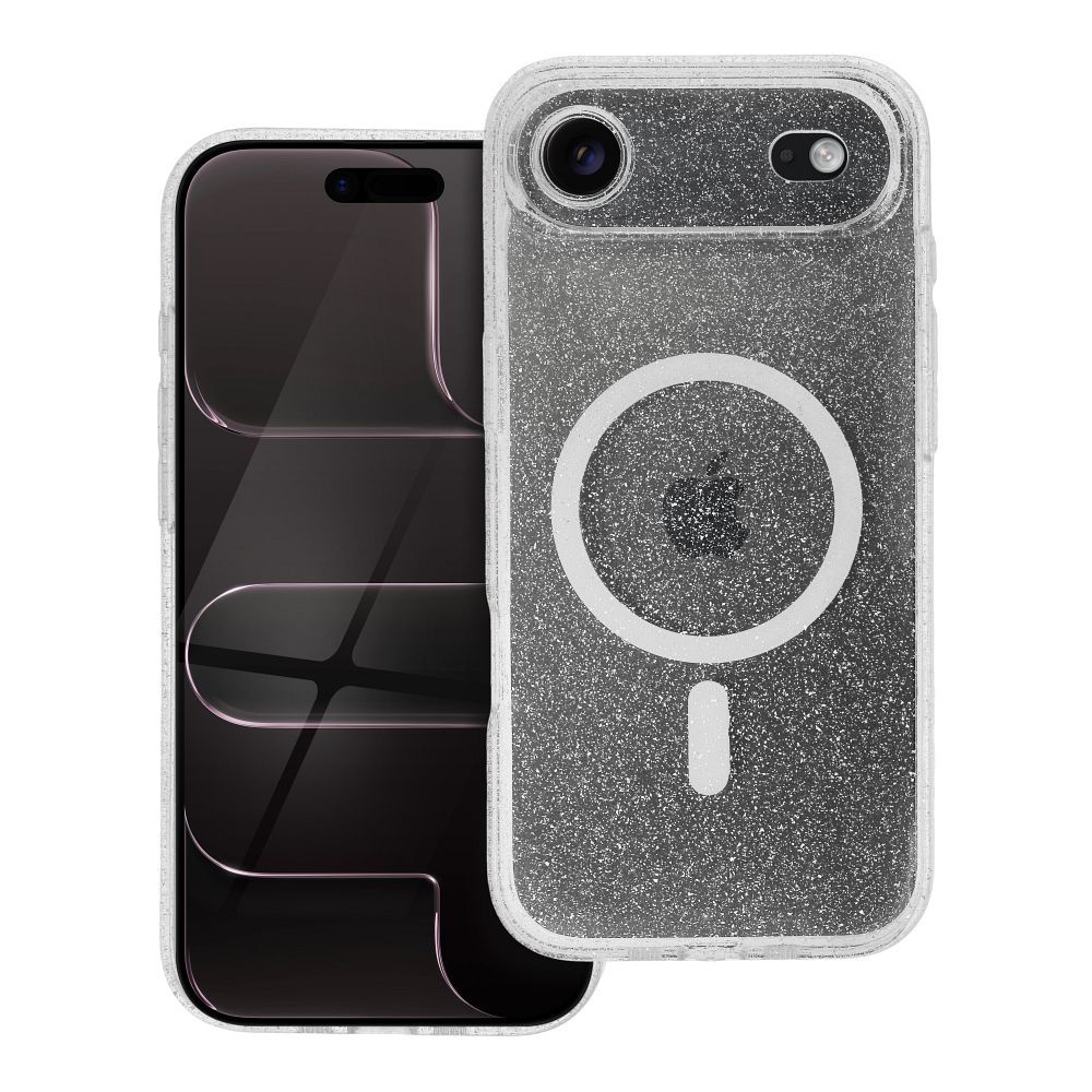 CLEAR MAG COVER case with camera protection compatible with MagSafe for IPHONE 17 Air transparent glitter