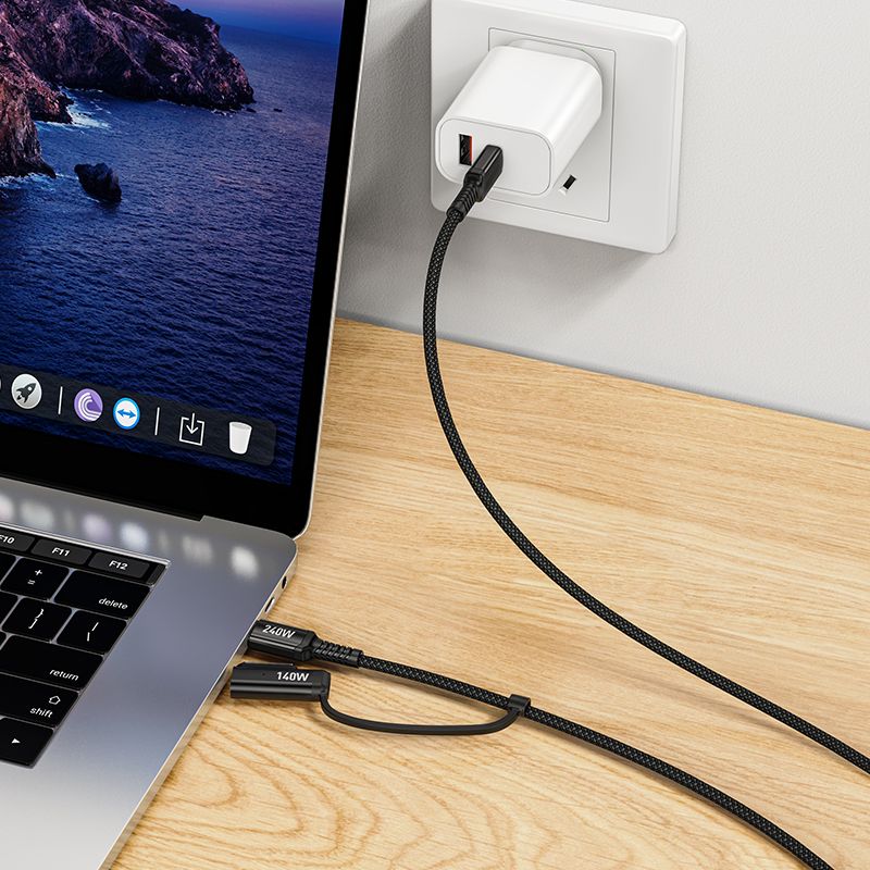 fd97f6138e20220b361531e4dfcbe12a Cable 2in1 USB C to USB C / Mag3 Hoco 240W 1,8 m U142 black
