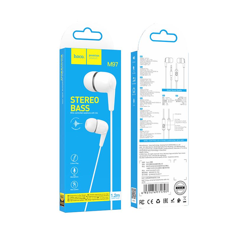 fefaccab42ce9ecbf4c7922cde229d51 Wire earphones USB C Hoco M97 white