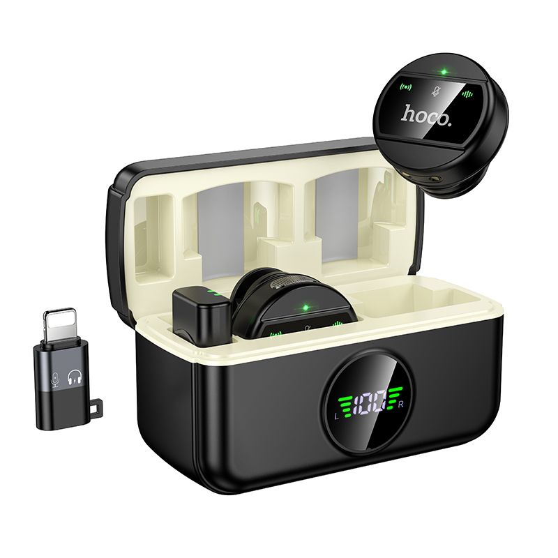 Wireless microphones 2in1 Lightning / USB C Hoco L22 black