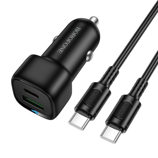 product-103018 Borofone Car charger BZ34B Cloud - USB + Type C - QC 3.0 PD 38W with Type C to Type C cable black