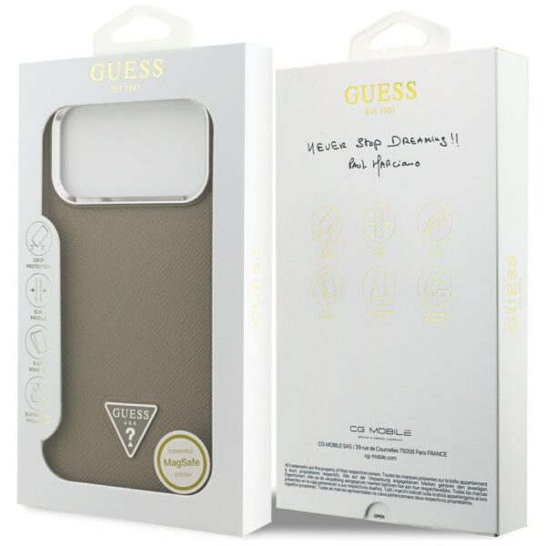 Guess Grained Triangle Logo MagSafe case for iPhone 17 Pro - browneng