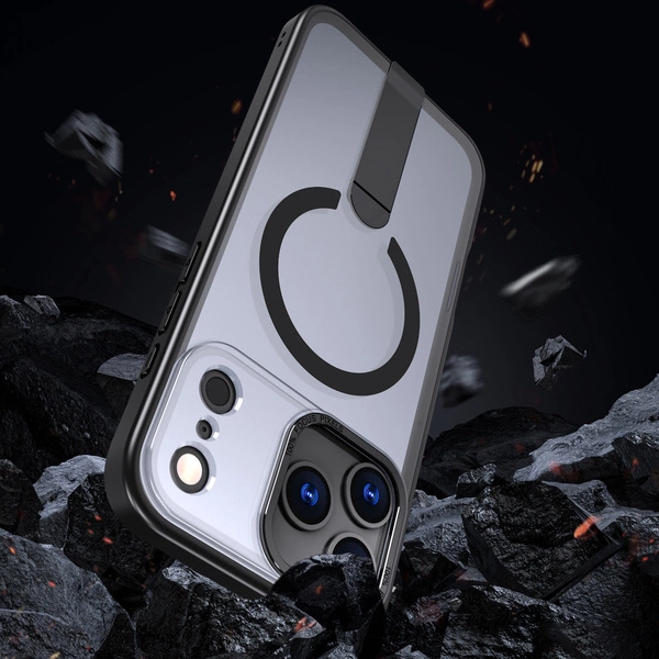 Etui Hybrid Armor X na Samsung Galaxy S25 FE z podstawką kompatybilne z MagSafe - czarnepol