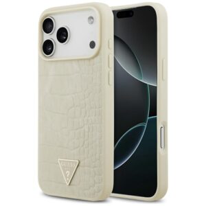 201153_1 Guess Croco Triangle Logo MagSafe Case for iPhone 17 Pro Max - Goldeng