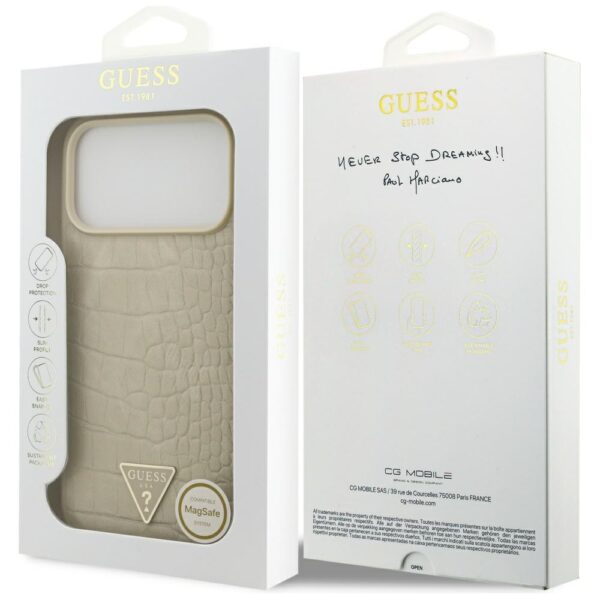 Guess Croco Triangle Logo MagSafe Case for iPhone 17 Pro Max - Goldeng