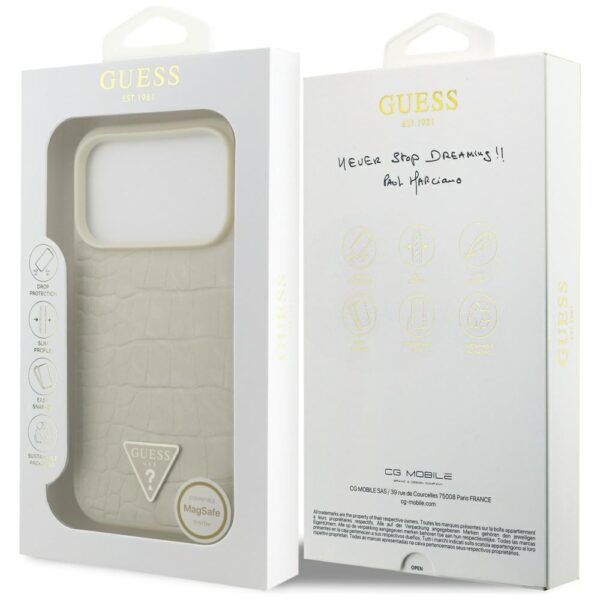 Guess Croco Triangle Logo MagSafe case for iPhone 17 Pro - goldeng