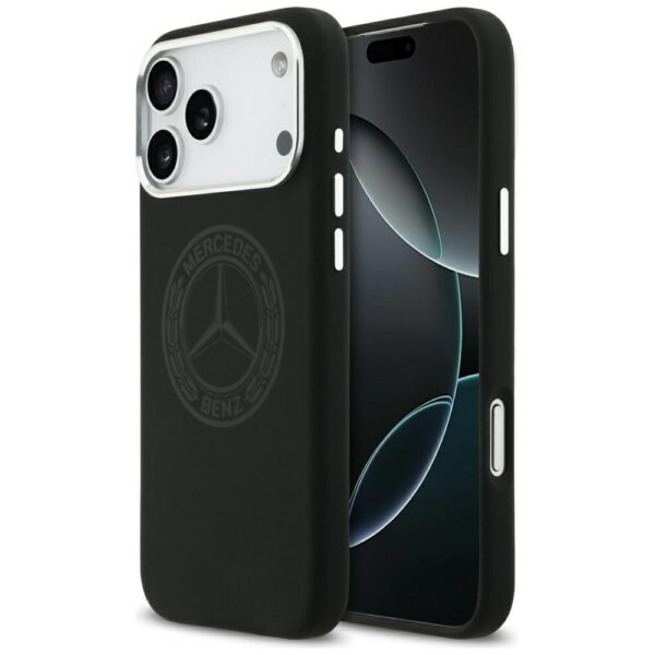 Mercedes Silicone Vintage Logo MagSafe Case for iPhone 17 Pro Max - Blackeng
