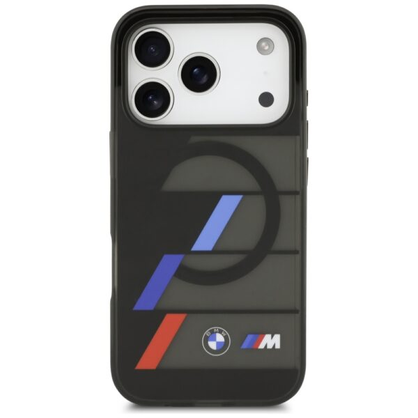 BMW M IML Metal Buttons Tricolor Lines MagSafe Case for iPhone 17 Pro - Blackeng