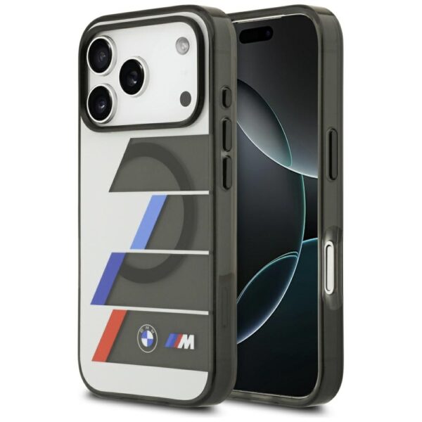 201873_1 BMW M IML Metal Buttons Tricolor Lines MagSafe Case for iPhone 17 Pro Max - Grayeng
