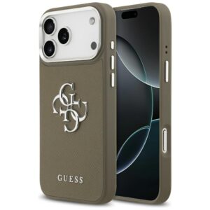 Guess Grained Big 4G Classic Logo Case for iPhone 17 Pro Max - Browneng