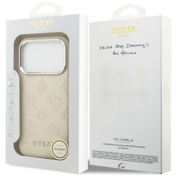 Guess Peony Hot Stamp Script MagSafe Case for iPhone 17 Pro - Beigeeng