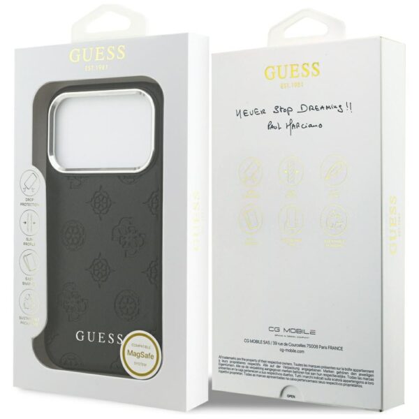 201896_8 Guess Peony Hot Stamp Script MagSafe Case for iPhone 17 Pro - Blackeng