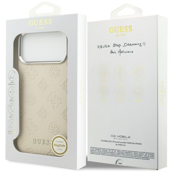 Guess Peony Hot Stamp Script MagSafe Case for iPhone 17 Pro Max - Beigeeng
