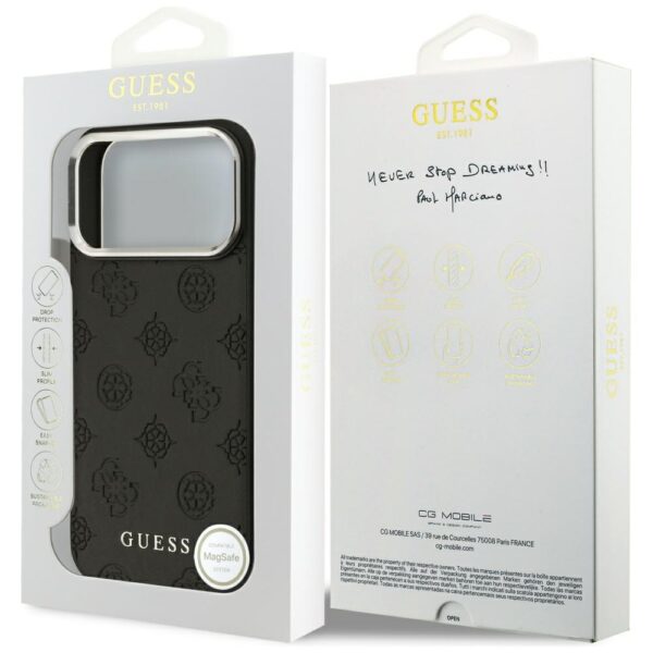 Guess Peony Hot Stamp Script MagSafe Case for iPhone 17 Pro Max - Blackeng