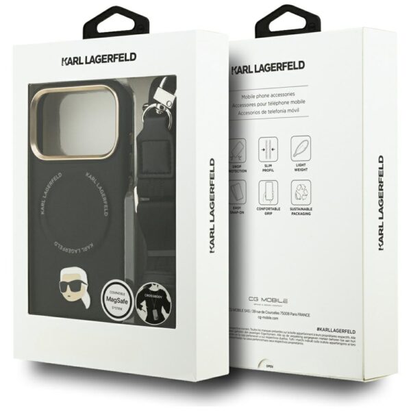 201903_10 Karl Lagerfeld Big Strap Karl Metal Logo MagSafe Case for iPhone 17 Pro - Blackeng