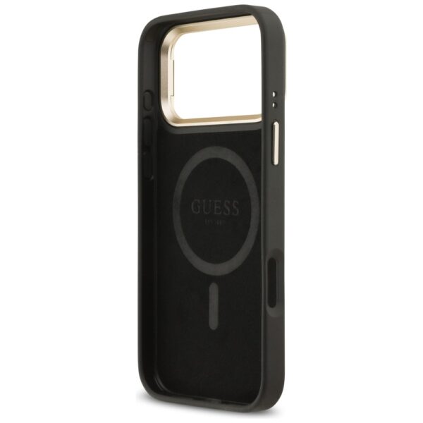 Guess 4G PU Triangle Logo & Stand Camera Magsafe Case for iPhone 17 Pro Max - Blackeng