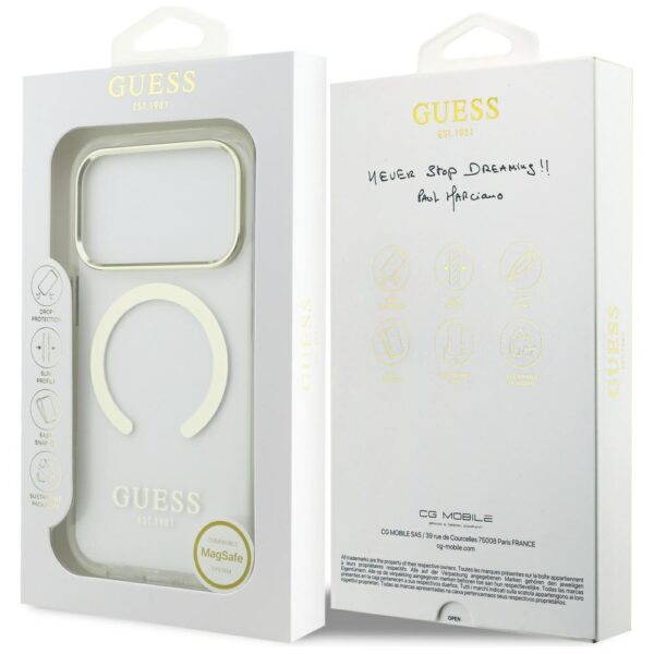 Guess Metal Outline MagSafe case for iPhone 17 Pro - goldeng
